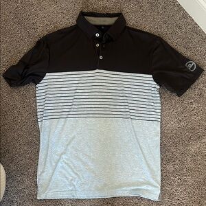 Black and Light Blue Striped Men's Polo Shirt